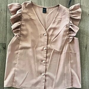 SHEIN Peach Ruffled Sleeve Blouse